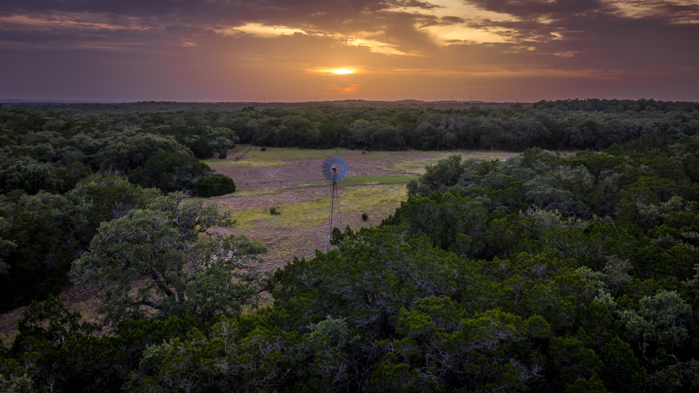 Texas Hill Country landscape at sunset